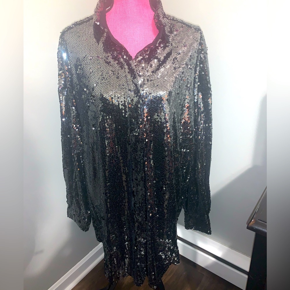 In Loom Sequin Shirt Dress NWT